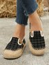 Bohemian Ethnic Style Plaid Straw Flats