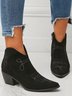 Soft Faux Suede Pointed Toe Chunky Heel Booties