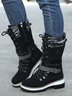 KNIT WOOL PANEL BUCKLE LACES Casual Hiking Boots