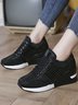 Leopard Gold Solid Color Cutout Mesh Casual Sneakers