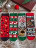 Christmas Cotton Santa Elk Candy Pattern Socks Set Everyday Party Outfits Holiday Gifts