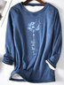 Dandelion Long Sleeve Crew Neck Casual Plush Warmth T-Shirt