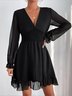 Party Plain V neck Long sleeve Dress
