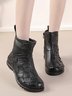 Womens's Braided Warm Lined Cowhide Leather Boots