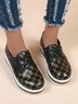 Classic Old Flower Abstract Graphic Studded Lace-up Shoes