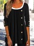 Casual Plain Autumn Lightweight Micro-Elasticity Daily Crew Neck Mid-long Regular Size Top for Women