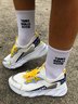 Breathable Mesh Fabric Color Block Slip On Sports Sneakers