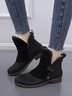 Anti-Suede Buckle Panel Vintage Insulated Booties