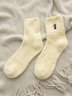 Casual Solid Color Cat Embroidered Pattern Cotton Coral Fleece Socks Home Daily Commute Accessories