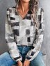 V Neck Loose Geometric Casual Top
