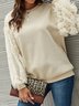 Crew Neck Casual Plain Stitch Fluff Sweatshirt