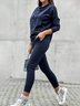 Loose Plain Crew Neck Casual Two-Piece Set