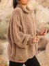Zipper Casual Shawl Collar Long sleeve Sweatshirt