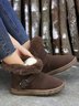 Casual Buckle Decor Faux Suede Furry Snow Boots