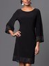 Loose Casual Plain Long sleeve Crew Neck Dress