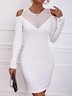 Plain Party Regular Fit Lace Long sleeve Dress