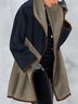 Color Block Loose Shawl Collar Teddy Jacket