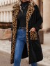 Lapel Collar Leopard Casual Teddy Jacket