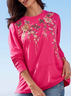 Embroidery Floral Casual T-Shirt