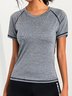 Sports Plain Breathable Quick Dry Wicking Short Sleeve Crew Neck Yoga & Fitness