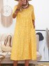 Casual Printed Crew Neck Midi