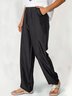 Loose Cotton-Blend Plain Trousers